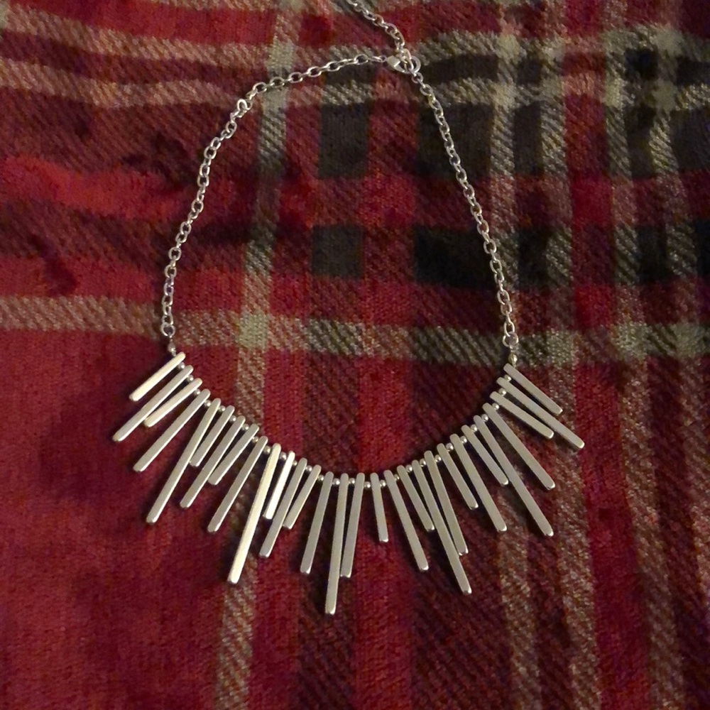 Silver Fringe Collar Necklace